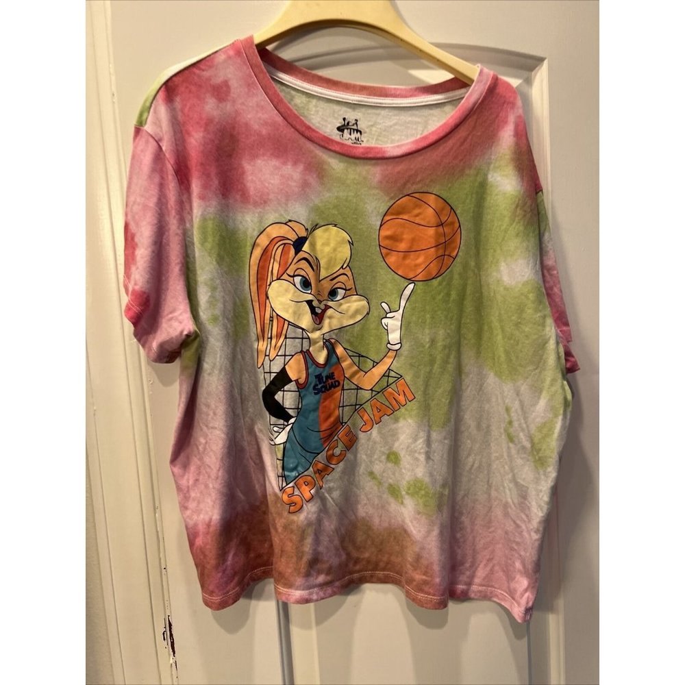 Vintage Space Jam Women's Size 2XL T-Shirt  Bugs & Lola Bunny Tie Dye